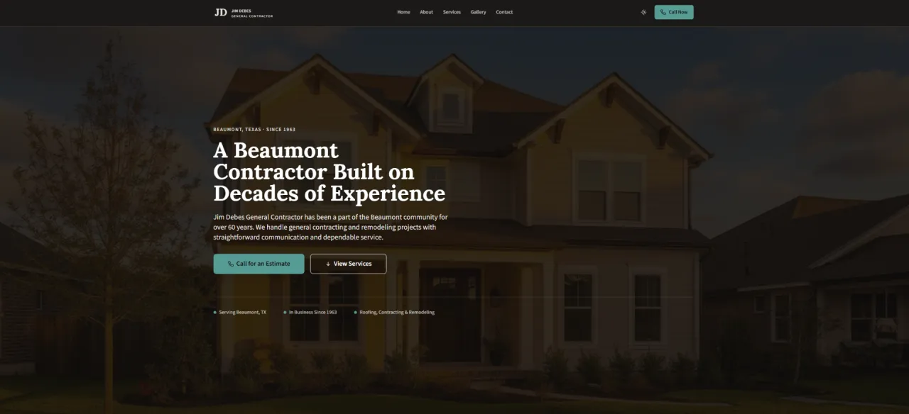 Jim Debes General Contractor website