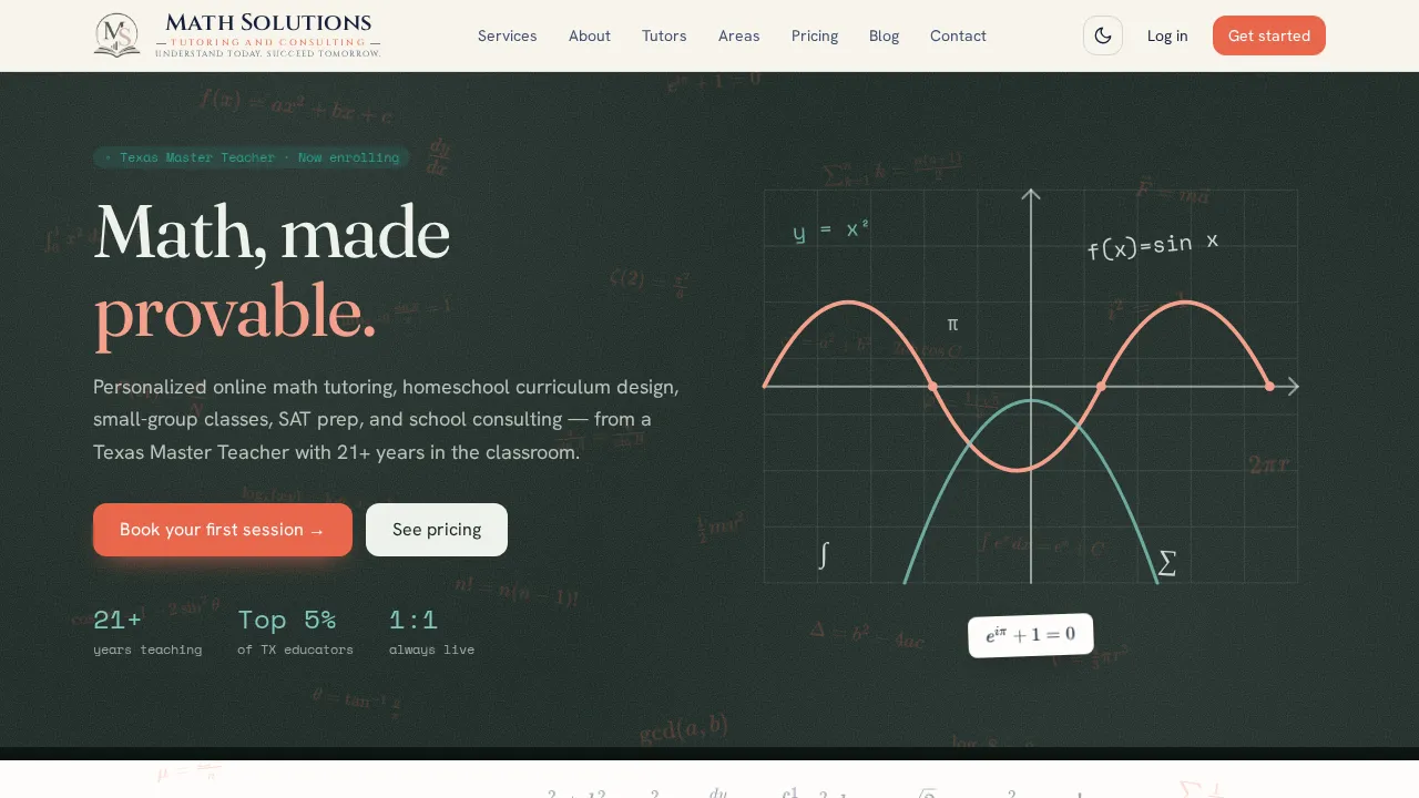 Math Solutions Tutoring website