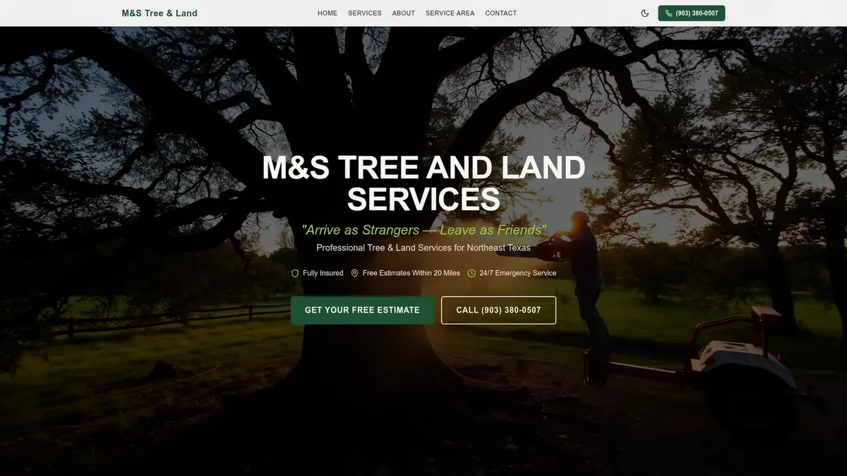 M&S Tree & Land Services website